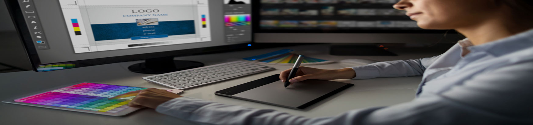 A graphic designer working on a Logo