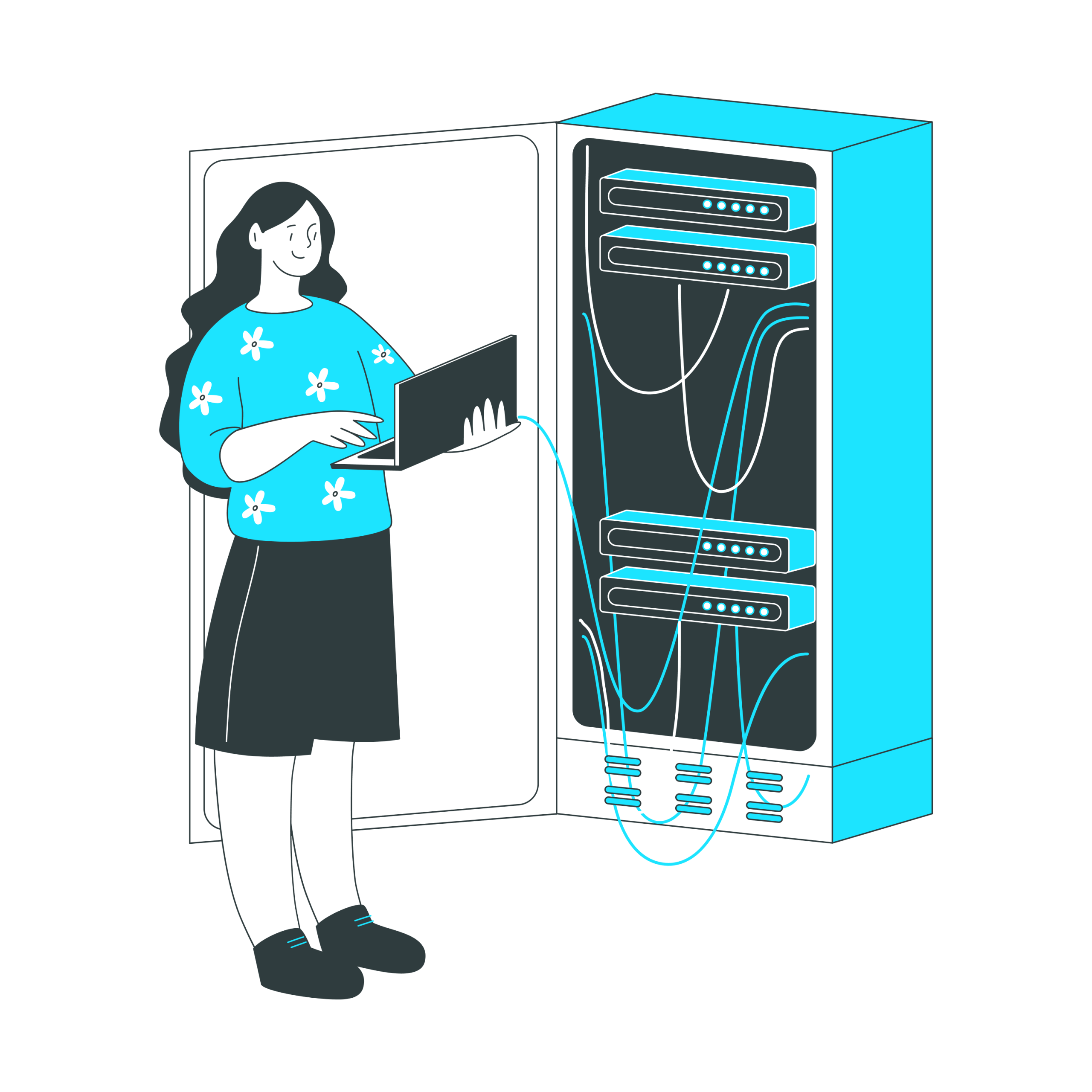 woman analyzes the server’s performance woman analyzes the server's performance